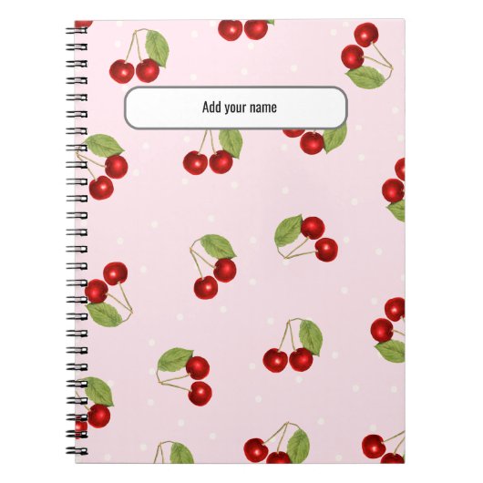 PERSONALISE Kersen Fruit Patroon Notitieboek (Voorkant)