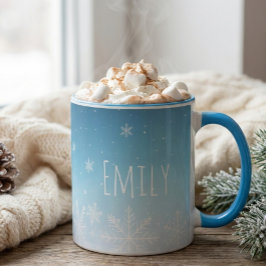 personalise name snowflake winter cold vibe mug  mok