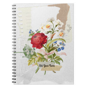 PERSONALISE Vintage Bloemcollage Notitieboek