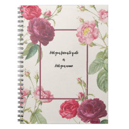 PERSONALISE Vintage Rose Flower Notebook Notitieboek