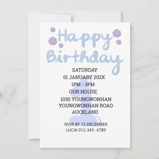 Personalised 첫돌 First Birthday Invitation소띠1 Kaart (Achterkant)