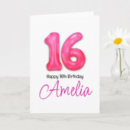 Personalised 16th Birthday Number Balloon Card Kaart