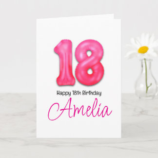 Personalised 18th Birthday Number Balloon Card Kaart