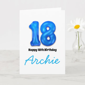 Personalised 18th Birthday Number Balloon Card Kaart