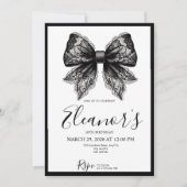 Personalised 18th Black Bow Birthday Invitation Kaart (Voorkant)