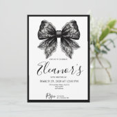 Personalised 18th Black Bow Birthday Invitation Kaart (Staand voorkant)