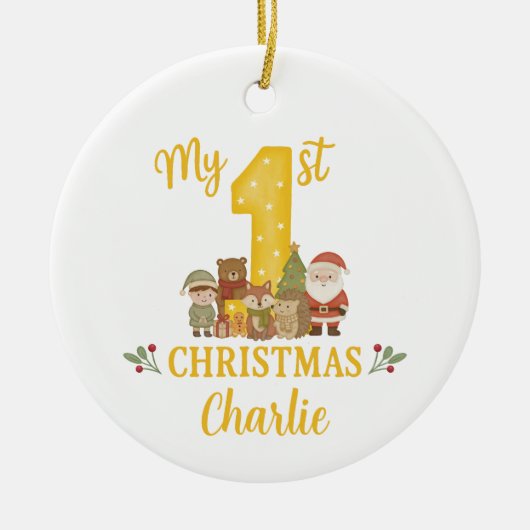 Personalised 1st Christmas Tree Decoration  Keramisch Ornament (Voorkant)