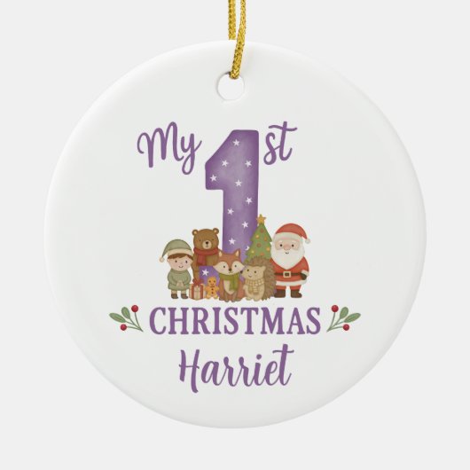 Personalised 1st Christmas Tree Decoration  Keramisch Ornament (Voorkant)