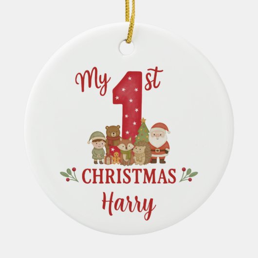 Personalised 1st Christmas Tree Decoration  Keramisch Ornament (Voorkant)