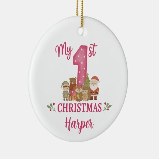 Personalised 1st Christmas Tree Decoration Keramisch Ornament (Rechts)