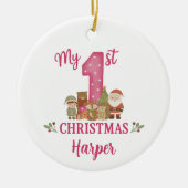 Personalised 1st Christmas Tree Decoration Keramisch Ornament (Voorkant)