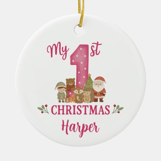 Personalised 1st Christmas Tree Decoration  Keramisch Ornament (Voorkant)