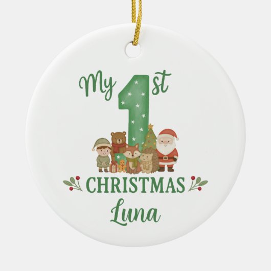 Personalised 1st Christmas Tree Decoration  Keramisch Ornament (Voorkant)