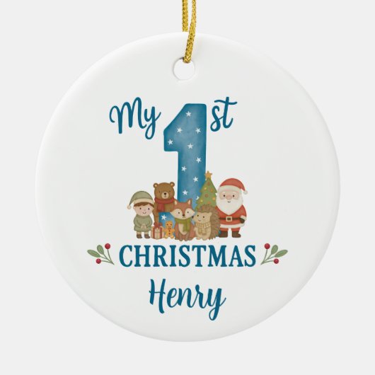 Personalised 1st Christmas Tree Decoration  Keramisch Ornament (Voorkant)