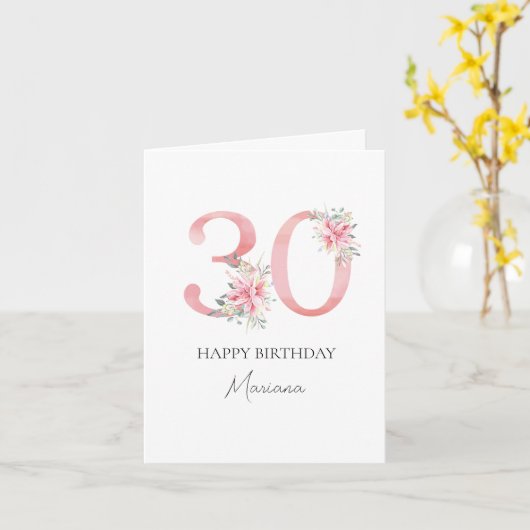 Personalised 30 years old card kaart (Gele Bloem)