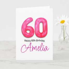Personalised 60th Birthday Number Balloon Card Kaart