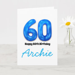 Personalised 60th Birthday Number Balloon Card Kaart