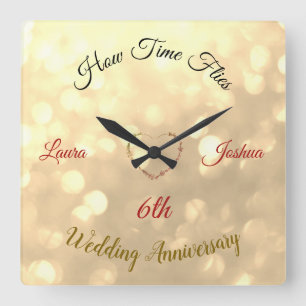 Personalised 6th Wedding Anniversary Vierkante Klok