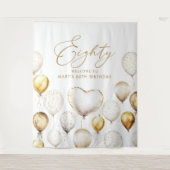Personalised 80th Birthday Script Gold Balloon Wandkleed (Voorkant)