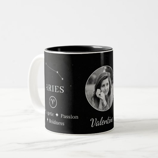 Personalised Aries Zodiac Constellation Coffee Mug Tweekleurige Koffiemok (Voorkant links)
