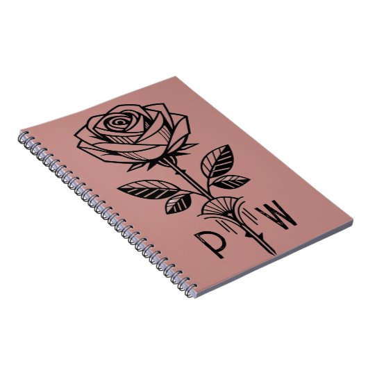 Personalised Art Deco Rose Notebook Notitieboek (Rechterzijde)