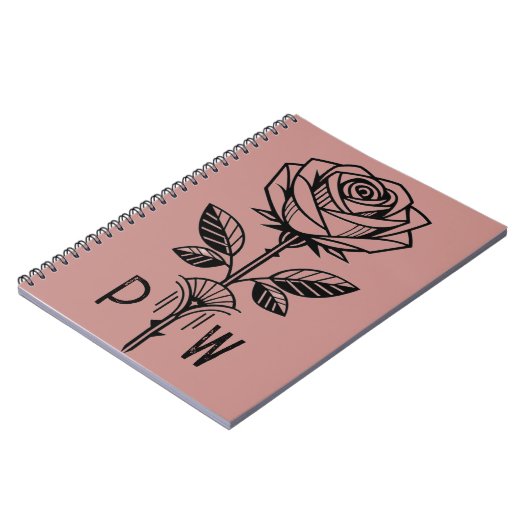 Personalised Art Deco Rose Notebook Notitieboek (Linkerzijde)
