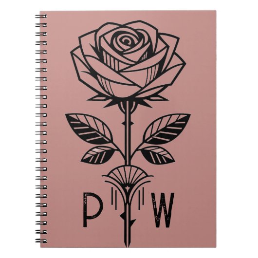 Personalised Art Deco Rose Notebook Notitieboek (Voorkant)