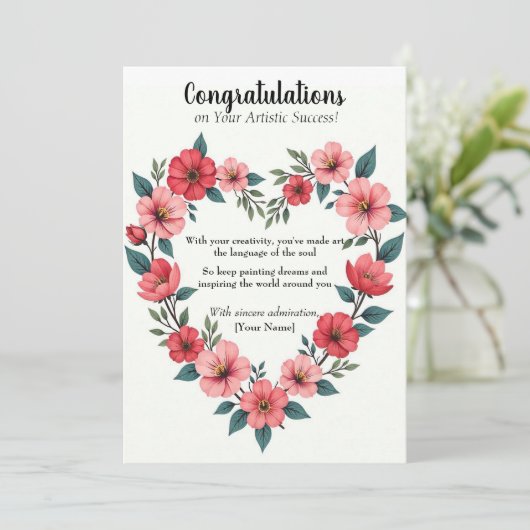 Personalised Artistic Succes Gefeliciteerd Kaart (Staand voorkant)