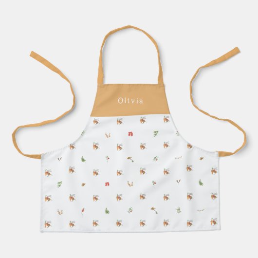 Personalised Autumnal Botanical Fall Pattern Apron Schort (Voorkant)