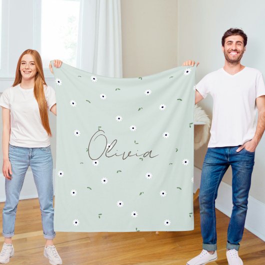 Personalised baby blanket, Floral baby gift Fleece Deken