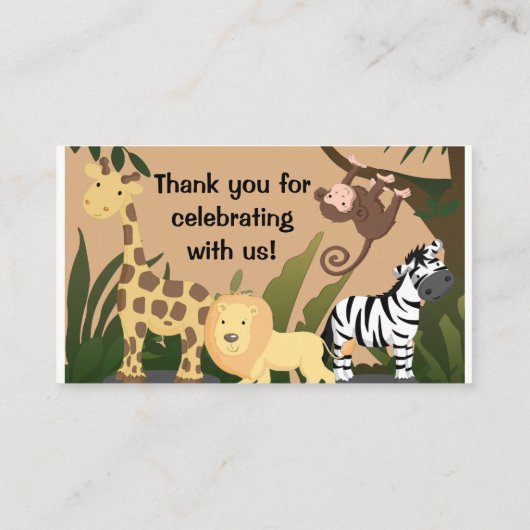 Personalised Baby shower Oerwoud Animals Informatiekaartje (Achterkant)