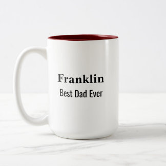 Personalised Best Dad Ever Monogrammed Tweekleurige Koffiemok