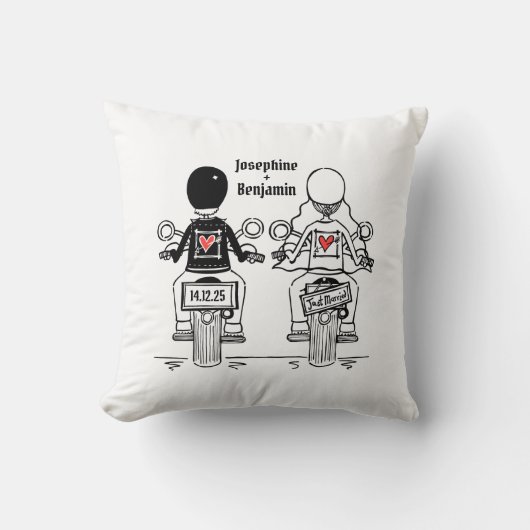 Personalised Biker Bride + Groom Wedding Gift Kussen (Voorkant)
