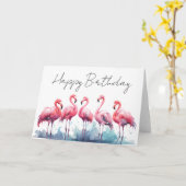 Personalised Birthday Card Flamingo Kaart (Gele Bloem)