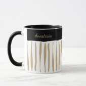 Personalised Black and Gold Artistic Stripes Mok (Links)