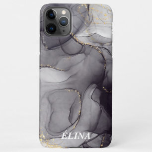 Personalised black and white marble name iPhone 11Pro max hoesje