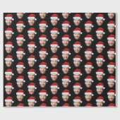 Personalised Black Face Santa Hat Gift Wrap Cadeaupapier (Vlak)