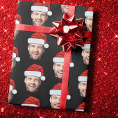 Personalised Black Face Santa Hat Gift Wrap Cadeaupapier