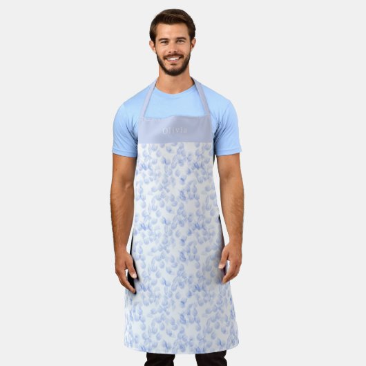 Personalised Blue Paint Strokes Pattern Apron Schort (Gedragen)