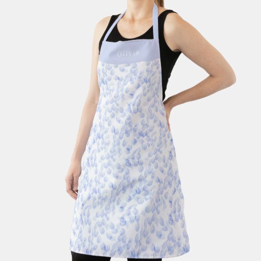Personalised Blue Paint Strokes Pattern Apron Schort (Insitu)