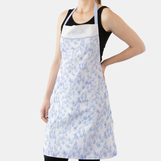 Personalised Blue Paint Strokes Pattern Apron Schort (Insitu)