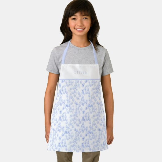 Personalised Blue Paint Strokes Pattern Apron Schort (Insitu)