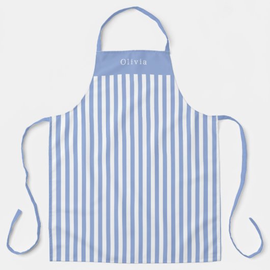Personalised Blue Stripe Pattern Apron Schort (Voorkant)