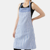 Personalised Blue Stripe Pattern Apron Schort (Insitu)