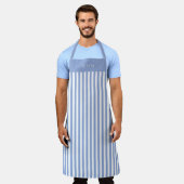 Personalised Blue Stripe Pattern Apron Schort (Gedragen)