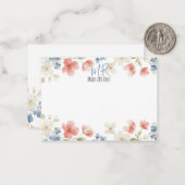 Personalised Blush Watercolour Floral Monogram Notitiekaartje (Voorkant / Achterkant in situ)