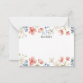 Personalised Blush Watercolour Floral Monogram Notitiekaartje (Voorkant)