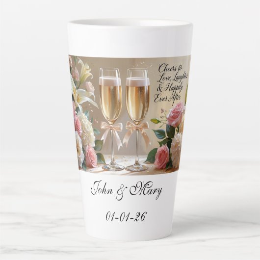 Personalised Bridal Mug- Cheers to Love Latte Mok (Voorkant)