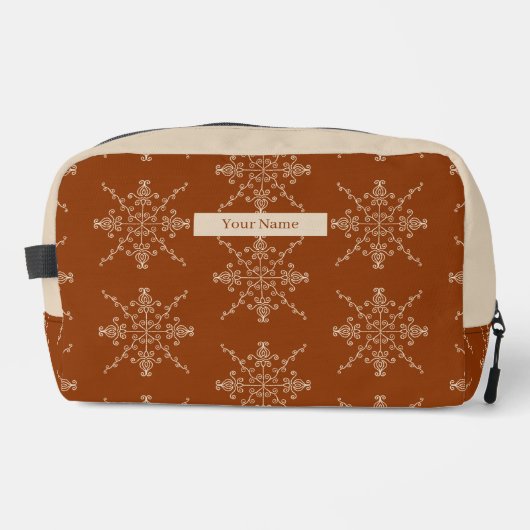 Personalised Brown Indian Boho Line Art Design Toilettasje (Voorkant)