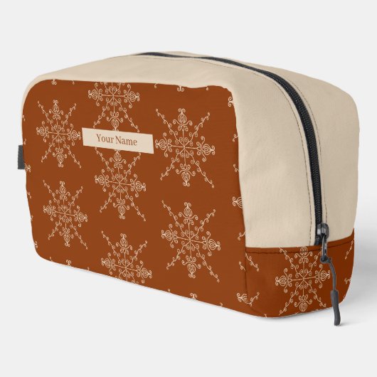 Personalised Brown Indian Boho Line Art Design Toilettasje (Rechterhoek)